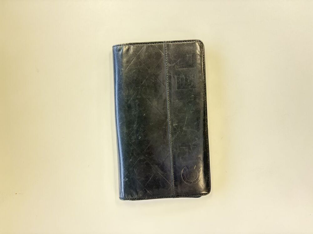 Chanel Black Leather CHANEL Logo Long Bifold Wallet
